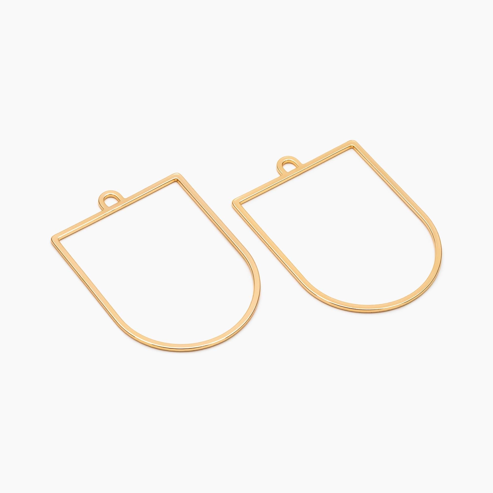 10pcs Gold Geometric Pendant,55x40mm, D Shaped Pendant, 18K Gold plated Brass (GB-1441)