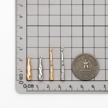 10pcs Gold/ Silver Tone Hammered Bar Charm, Jewelry Making, Diy Material, Jewelry Supplies (GB-2416)