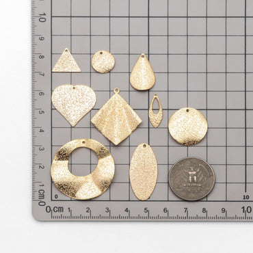 10pcs Gold Geometric Charms, Gold plated Brass Rustic Pendants, Lead Nickel Free (GB-265)