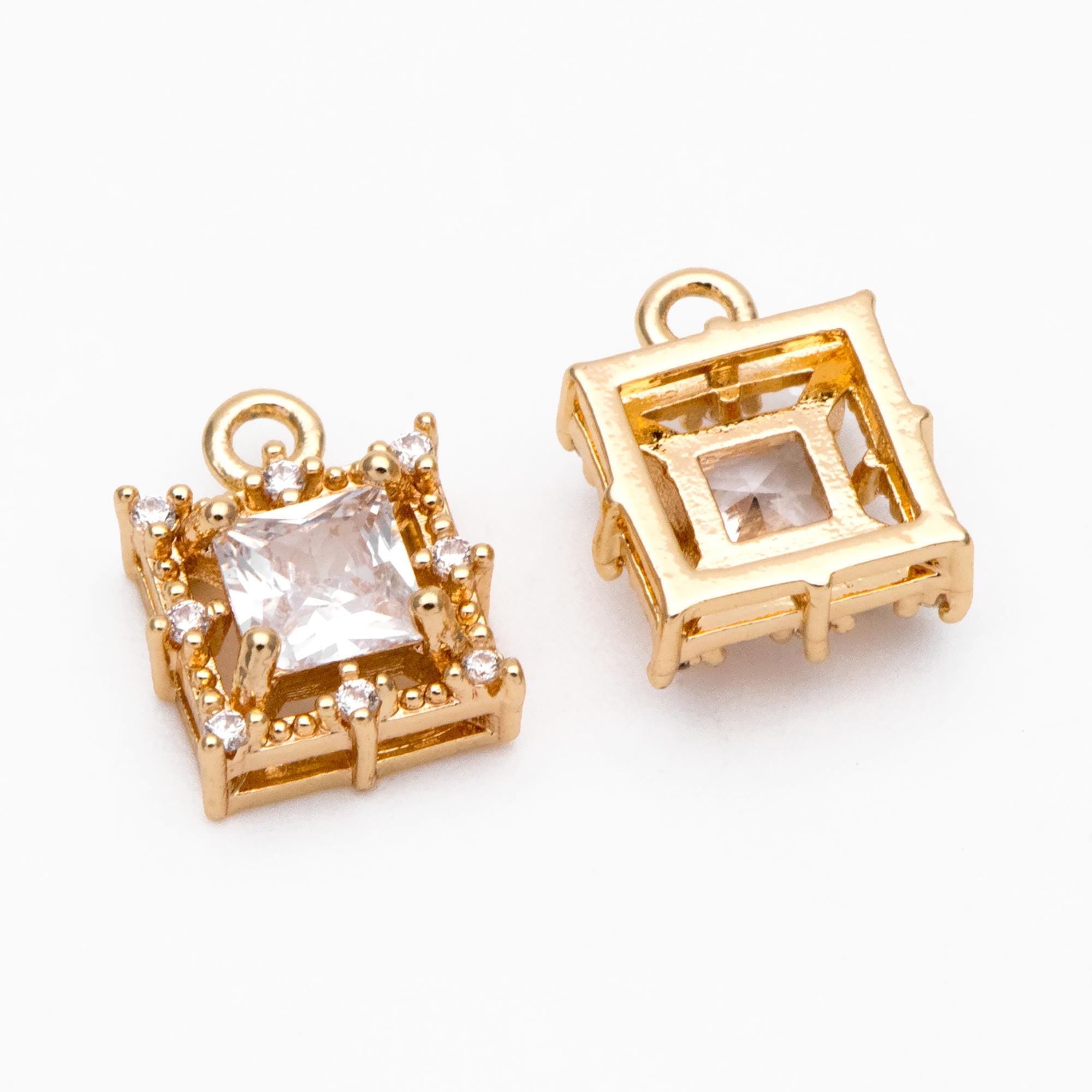 4pcs CZ Pave Round/ Square/ Heart/ Star Charms, Jewelry Making, Diy Material, Jewelry Supplies (GB-3116)