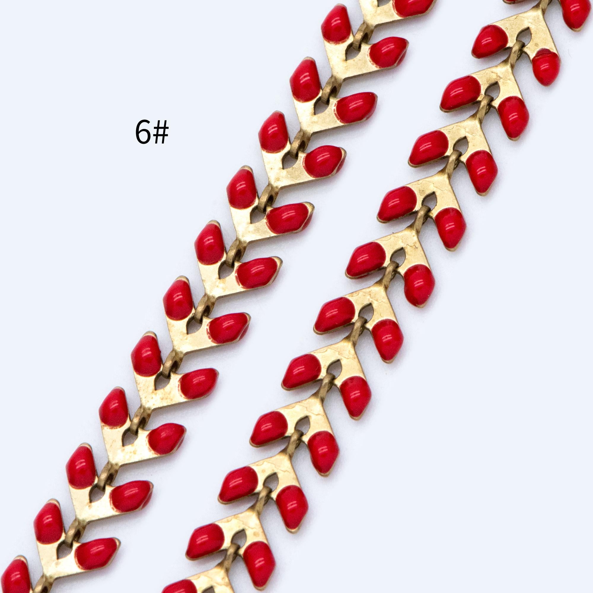 Mint Green Enamel Brass Arrow Chain 6mm, Flat Chevron Chain, Herringbone Fish bone Designer Chain (#LK-048)/ 1 Meter=3.3ft