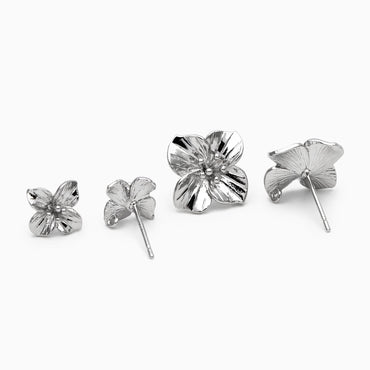 10pcs Gold/ Silver Flower Earring Post with Loop, 10mm/ 15mm, Floral Stud Earrings (GB-3155)