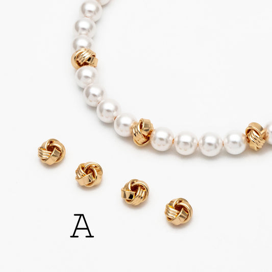 10pcs Gold Knot Spacer Beads , Gold plated Brass, Jewelry Making Supplies Wholesale (GB-3715)