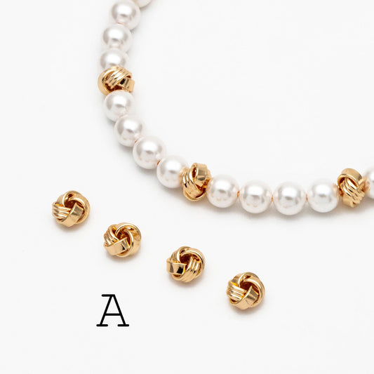 10pcs Gold Knot Spacer Beads , Gold plated Brass, Jewelry Making Supplies Wholesale (GB-3715)