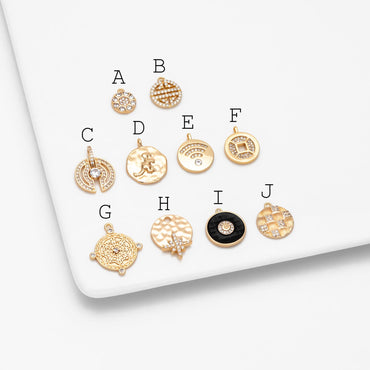 4pcs Gold Round Disc Charms , 18K Gold plated Brass, Jewelry Making, Diy Material, Jewelry Supplies (GB-3464)