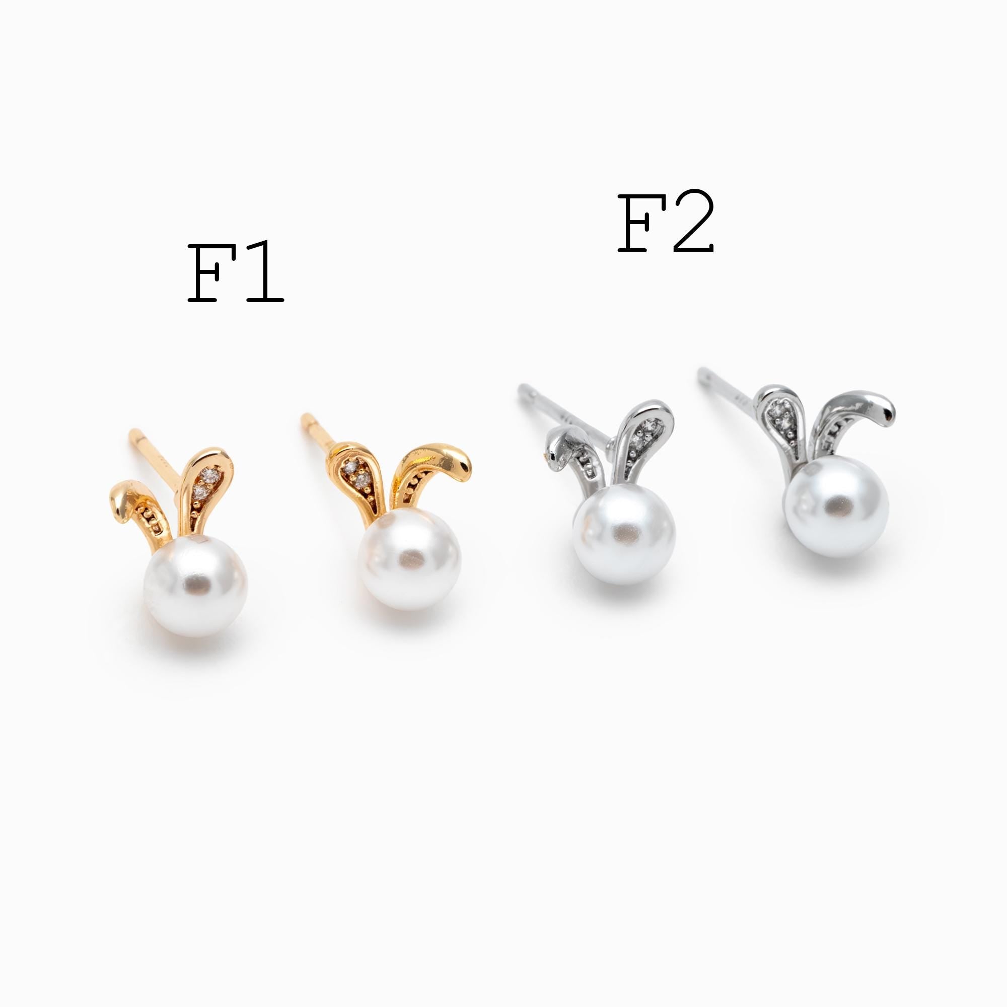 10pcs Gold/ Silver Faux Pearl Earrings, 18K Real Gold/ Rhodium Plated Brass, Dainty Stud Earring (#GB-4681)