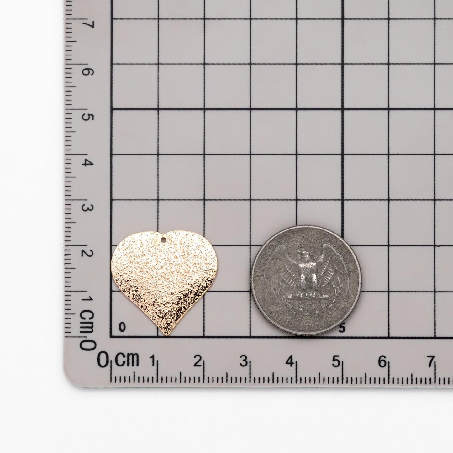 10pcs Gold Heart Pendants 23mm, Gold plated Brass Heart Charms (GB-265-E)