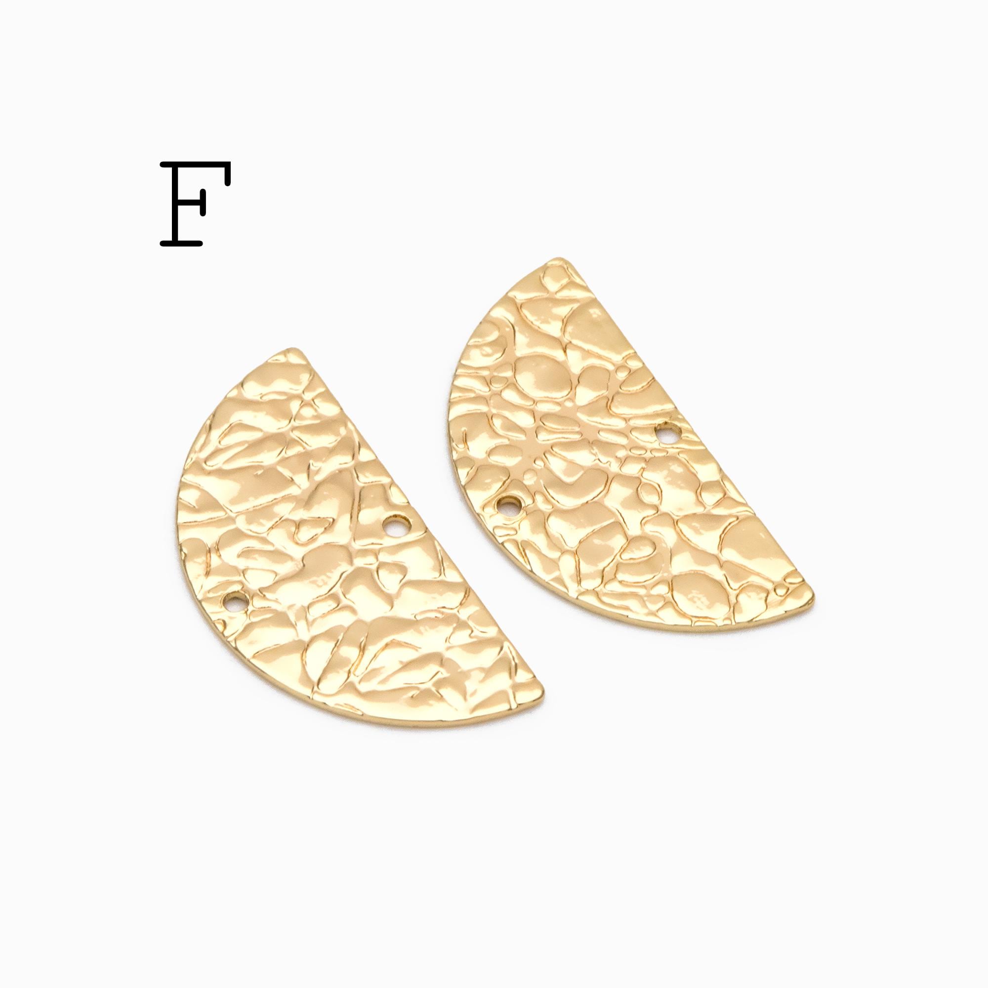 10pcs Gold/ Silver tone Hammered Geometric Charm Connectors, Gold/ Rhodium plated Brass Rustic Pendants (GB-654)