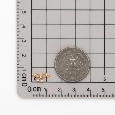 10pcs CZ Pave Bowknot Charm Connectors 12.5mm, Gold/ Rhodium (Silver)/ Rose Gold plated Brass (#GB-2745-B)