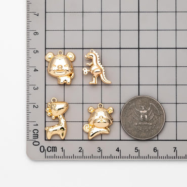 4pcs Gold giraffe / Tiger / Dinosaur Pendant, Jewelry Making, Diy Material, Jewelry Supplies (GB-4086)