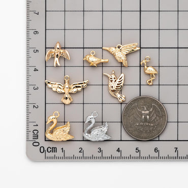 10pcs Gold Bird Charm, Real Gold plated Brass Bird Pendant, Earring Charm (GB-2691)