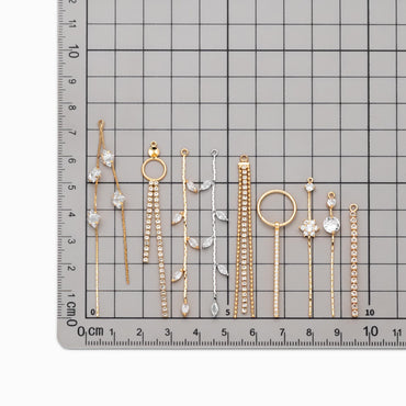 4pcs Gold/ Silver Chain Tassel Charms, CZ Pave Taseel, 18K Gold/ Rhodium plated Chain Pendants (GB-1234)