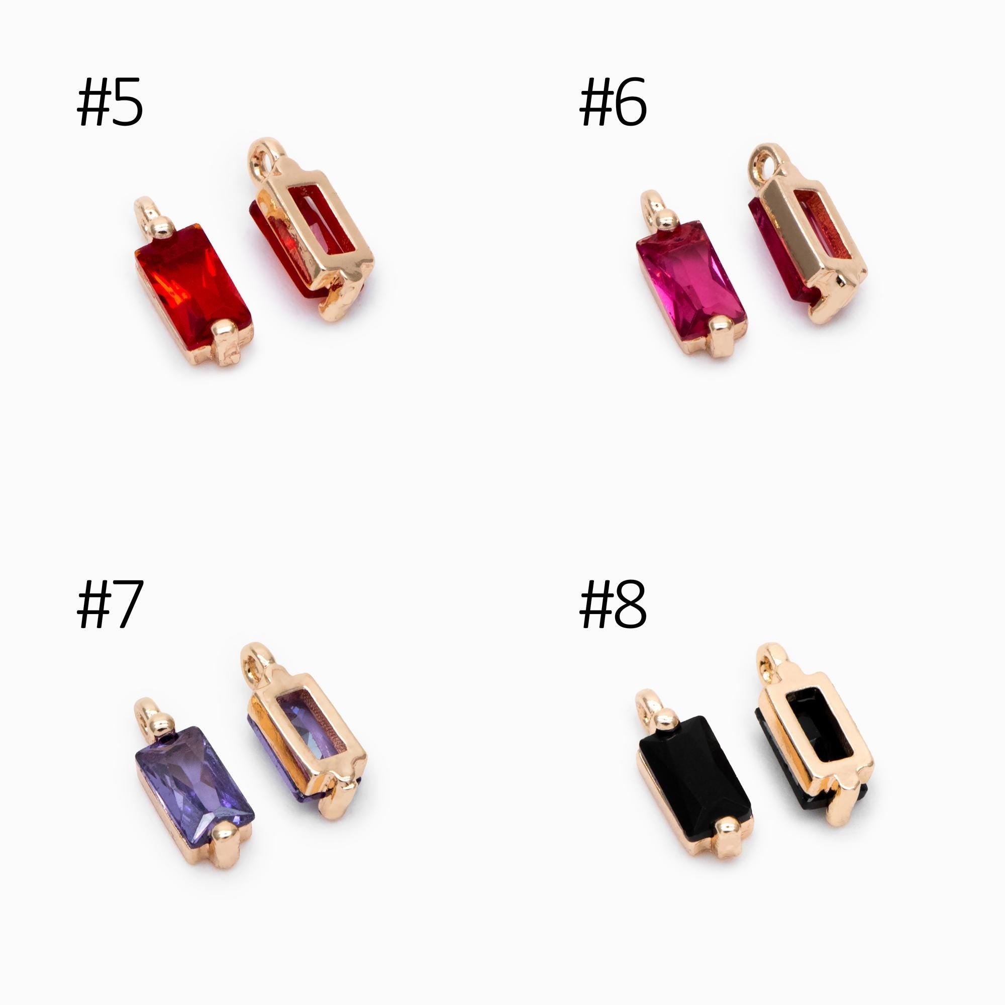 10pcs Glass Pave Gold Rectangle Charm, Earring Findings, Jewelry Making, Jewelry Supplies (GB-3126)