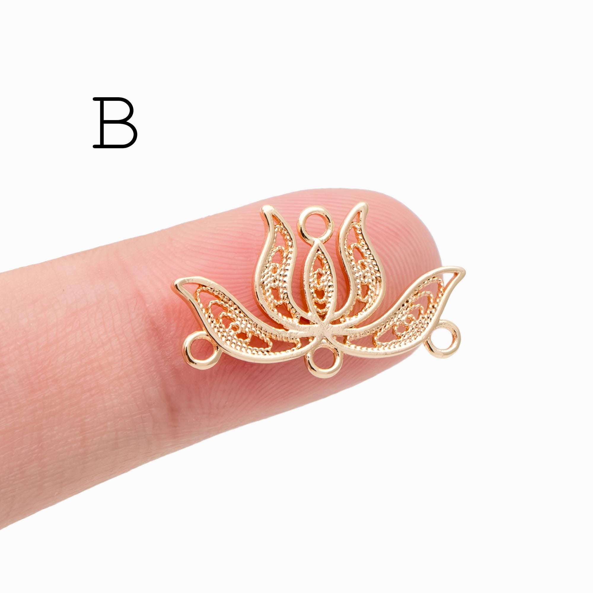 10pcs Gold Tree Leaf Flower Connectors, Gold Plated Brass, Branch Charms, Lead Nickel Free (GB-1010)