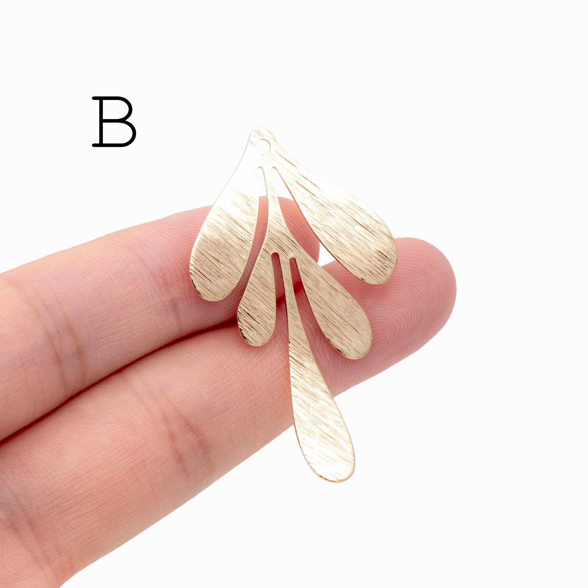 10pcs Brushed Gold/ Silver Leaf Charms , Real Gold/ Rhodium plated Brass, Lead Nickel Free (GB-467)