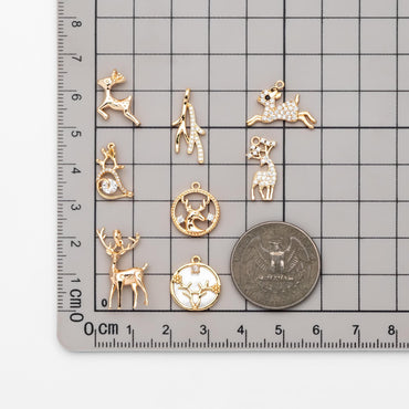 4pcs Gold Elk Deer Horn Charms, Jewelry Making, Diy Material, Jewelry Supplies (GB-2517)