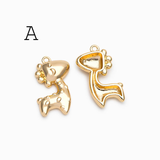 4pcs Gold giraffe / Tiger / Dinosaur Pendant, Jewelry Making, Diy Material, Jewelry Supplies (GB-4086)