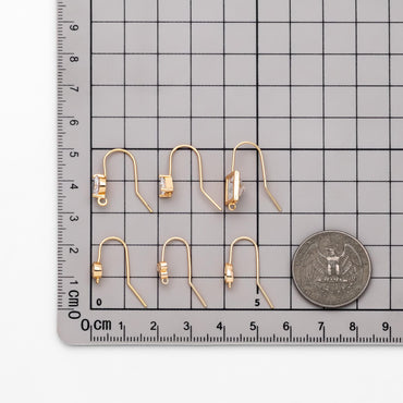 10pcs CZ Pave Earring Hooks with Loop, 18K Real Gold Plated Brass, Geometric Earwires (GB-1125)