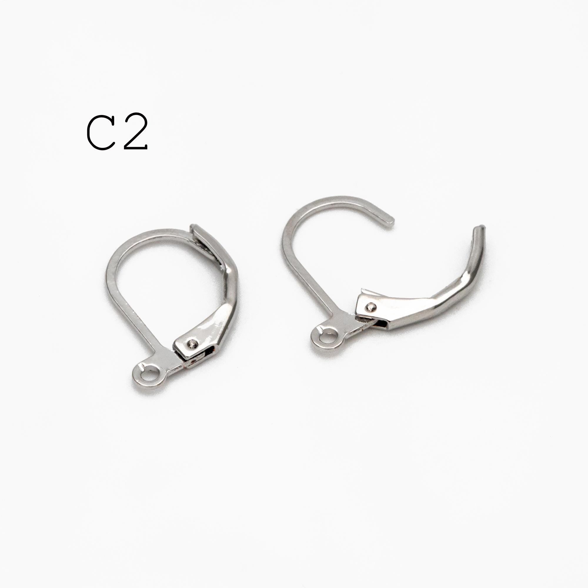 20pcs Minimalist Leverback Ear Hooks, Gold/ Rhodium(silver)/ Rose Gold, Hoop Earring Components, Huggie Ear Wires (GB-475)