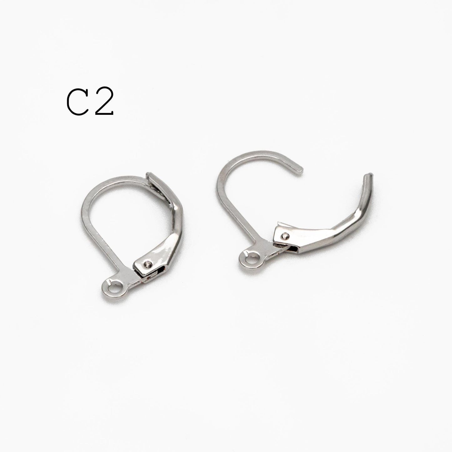 20pcs Minimalist Leverback Ear Hooks, Gold/ Rhodium(silver)/ Rose Gold, Hoop Earring Components, Huggie Ear Wires (GB-475)