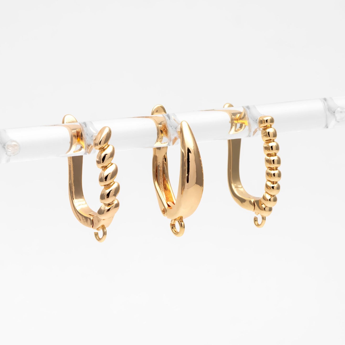 10pcs Gold/ Silver Tone Leverback Ear Hooks , Real Gold/ rhodium plated Brass, Earring Hooks with Loop (GB-848)