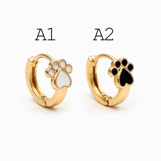 4pcs Gold Enamel Hoop Earrings, 18K Gold plated Brass, Minimalist Huggie Earrings (GB-3839)