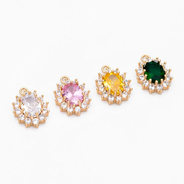4pcs CZ Pave Gold Earring Charm, Cubic Drop Pendant, Cubic Charm, Bridal Earring, Wedding Jewelry, Wedding Earrings Charm (GB-2994)