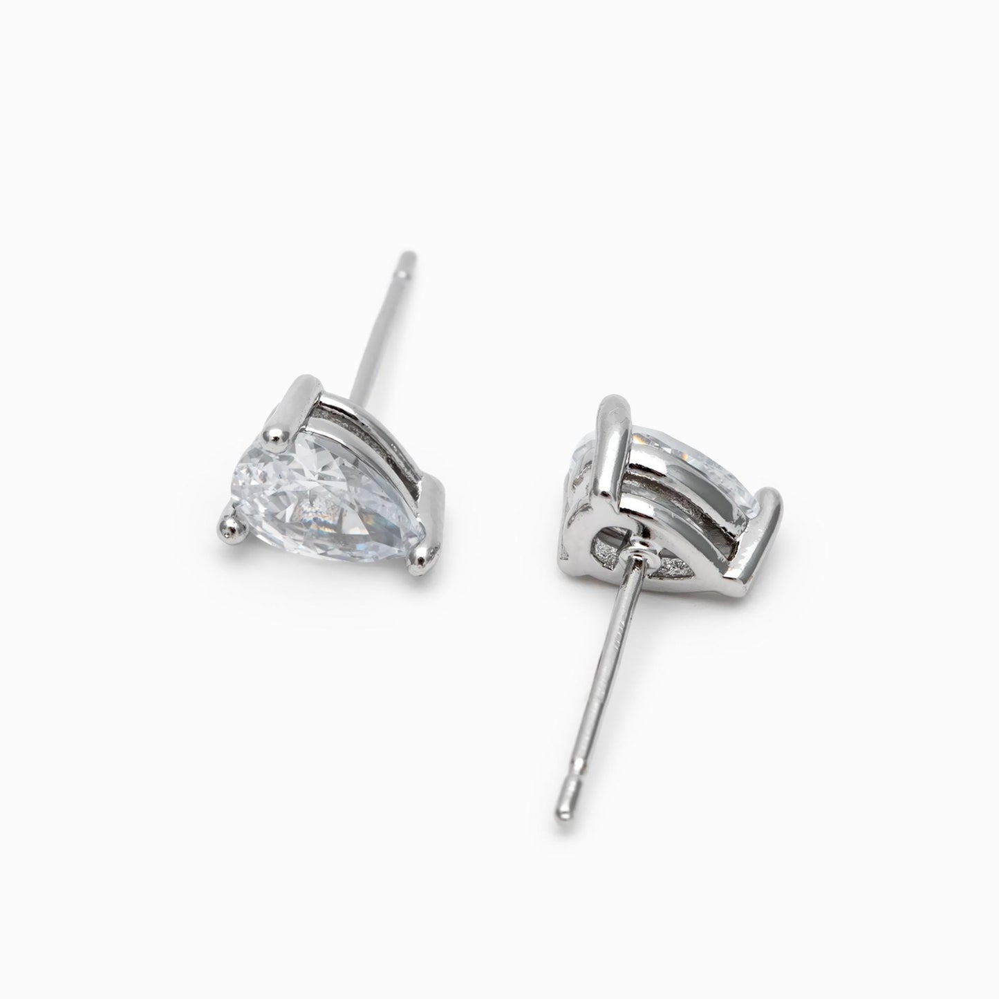 10pcs CZ Pave Teardrop Ear Posts, 18K Gold/ Rhodium Plated Brass, Water Drop Stud Earrings (GB-2618-B)