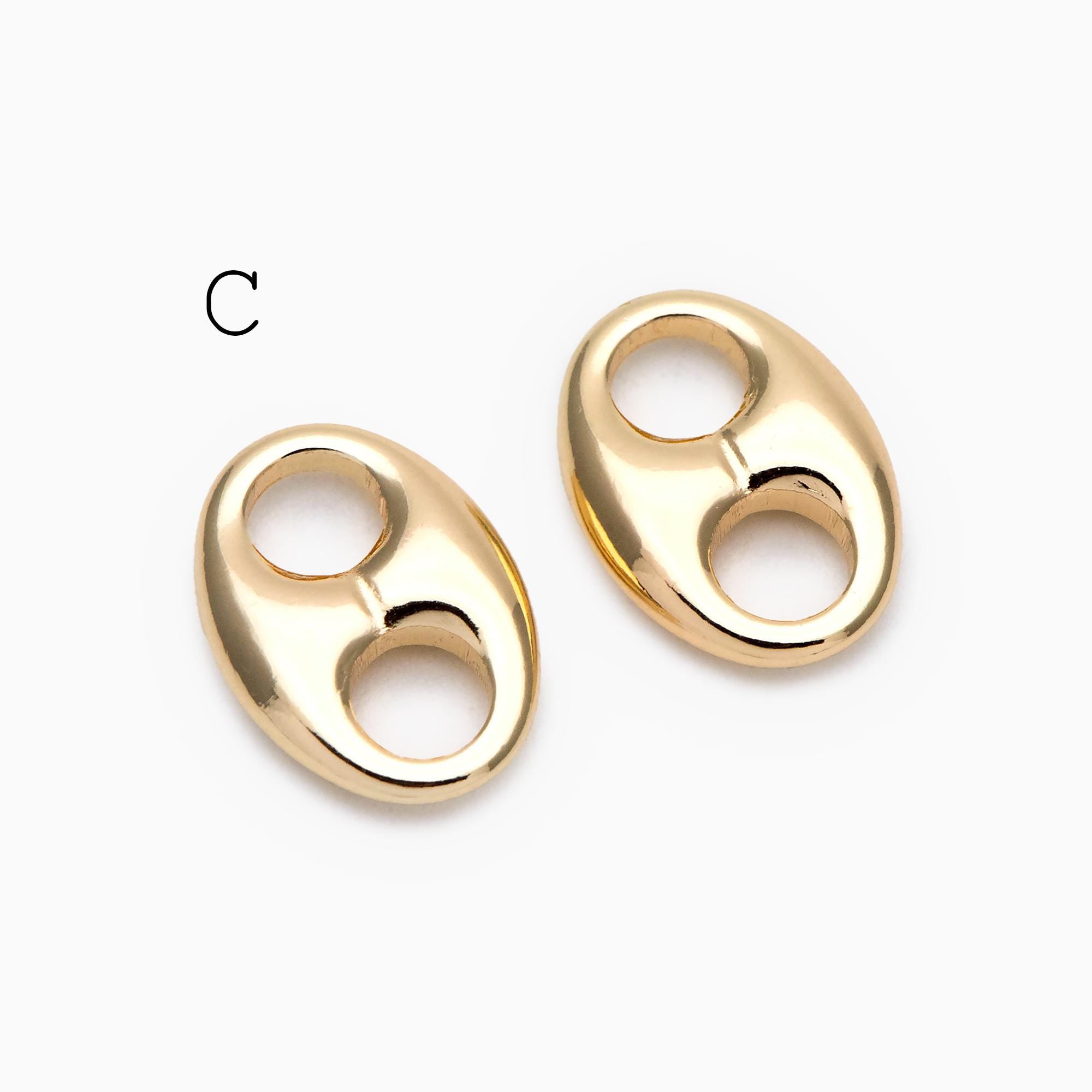 4pcs Gold Puff Mariner Link Charms, Zipper Charms, Soda Tab Charms, Earring Findings, Jewelry Supplies (GB-2132)