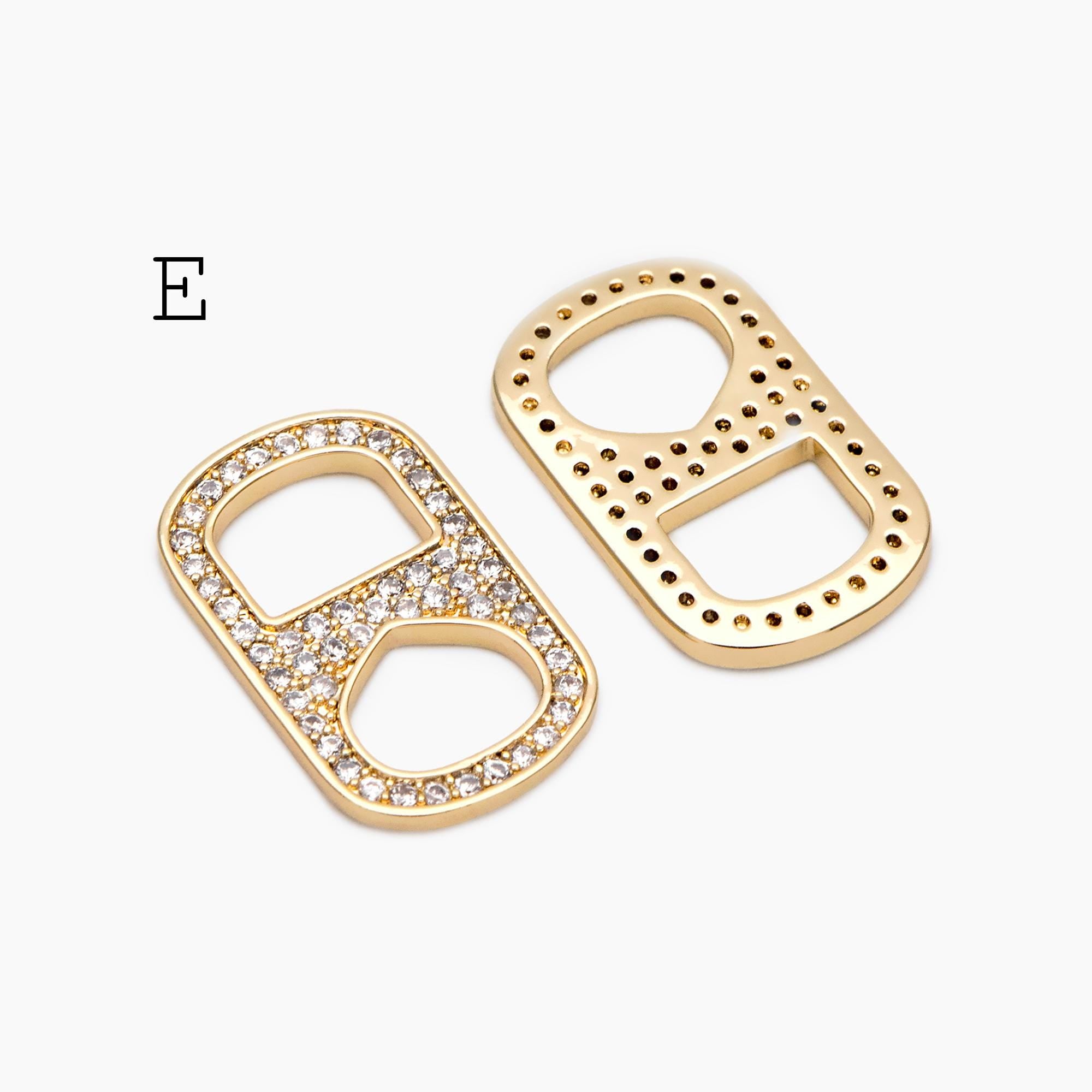 4pcs Gold Puff Mariner Link Charms, Zipper Charms, Soda Tab Charms, Earring Findings, Jewelry Supplies (GB-2132)