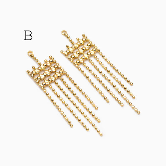 4pcs Gold/ Silver Tone Chain Long Tassels, 18K Gold/ Rhodium plated Brass Tassel, Earring Charm Pendants (GB-945)