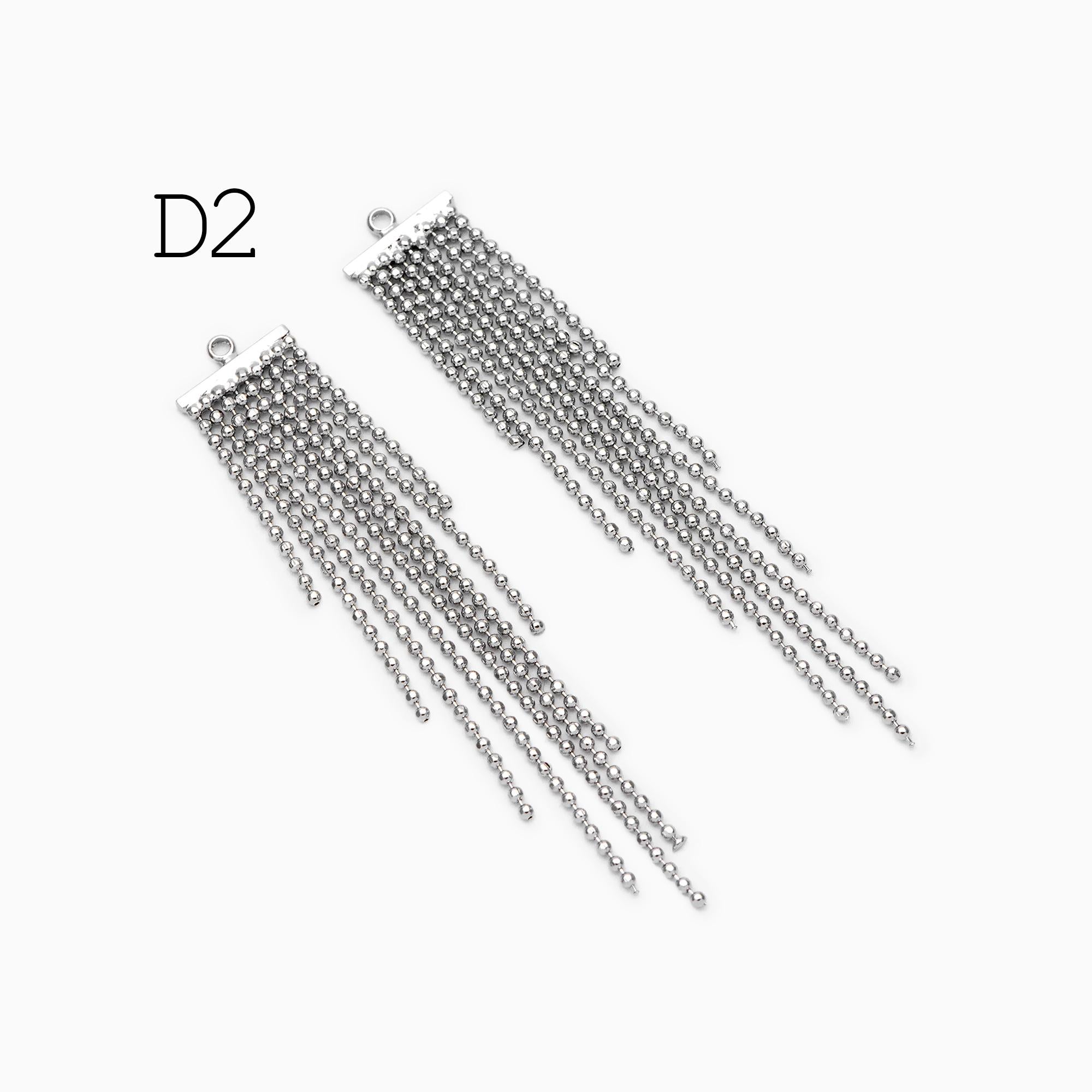 4pcs Gold/ Silver Tone Chain Long Tassels, 18K Gold/ Rhodium plated Brass Tassel, Earring Charm Pendants (GB-945)