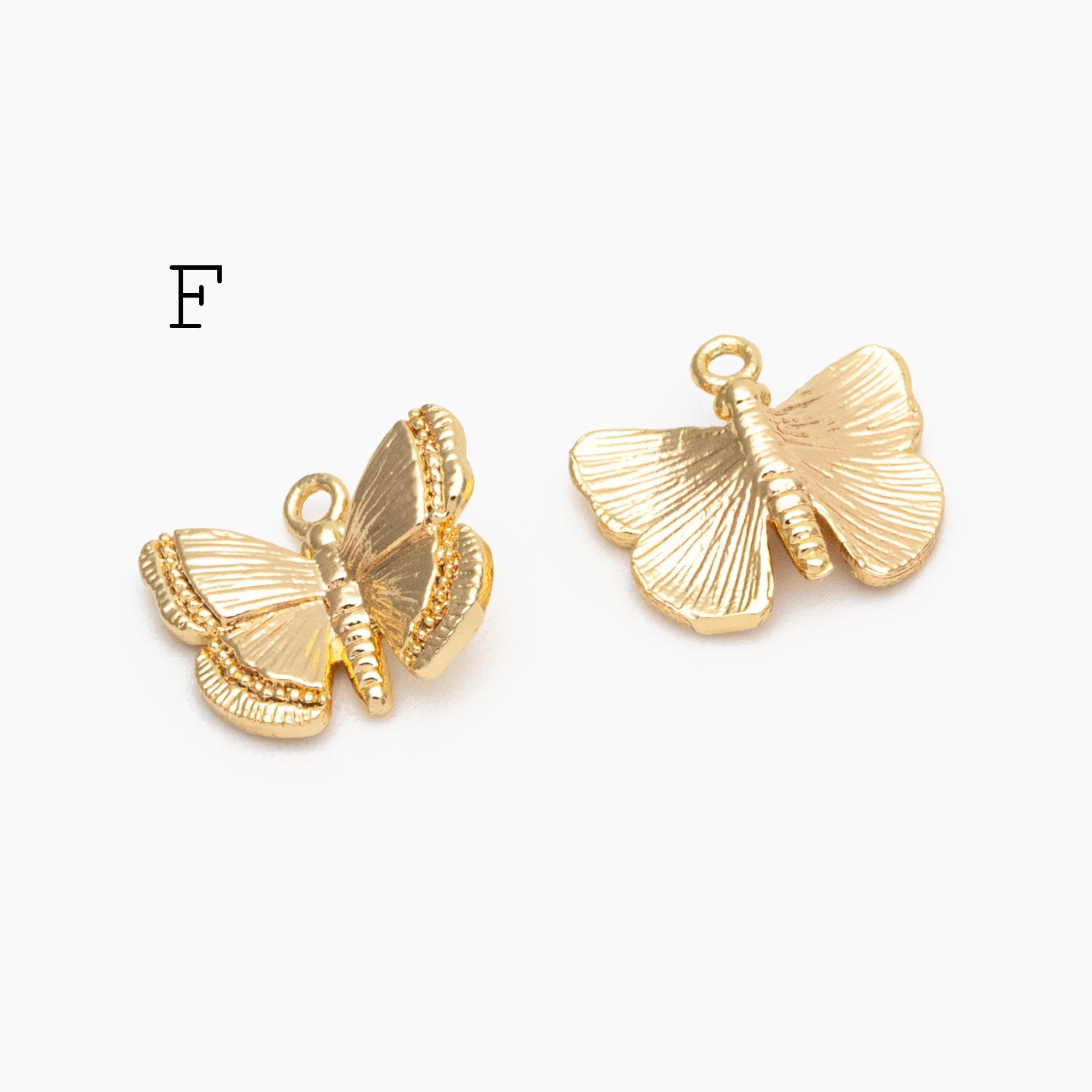 4pcs Delicate Butterfly Charms for Jewelry Making, Gold plated Butterfly Pendants (GB-3561)