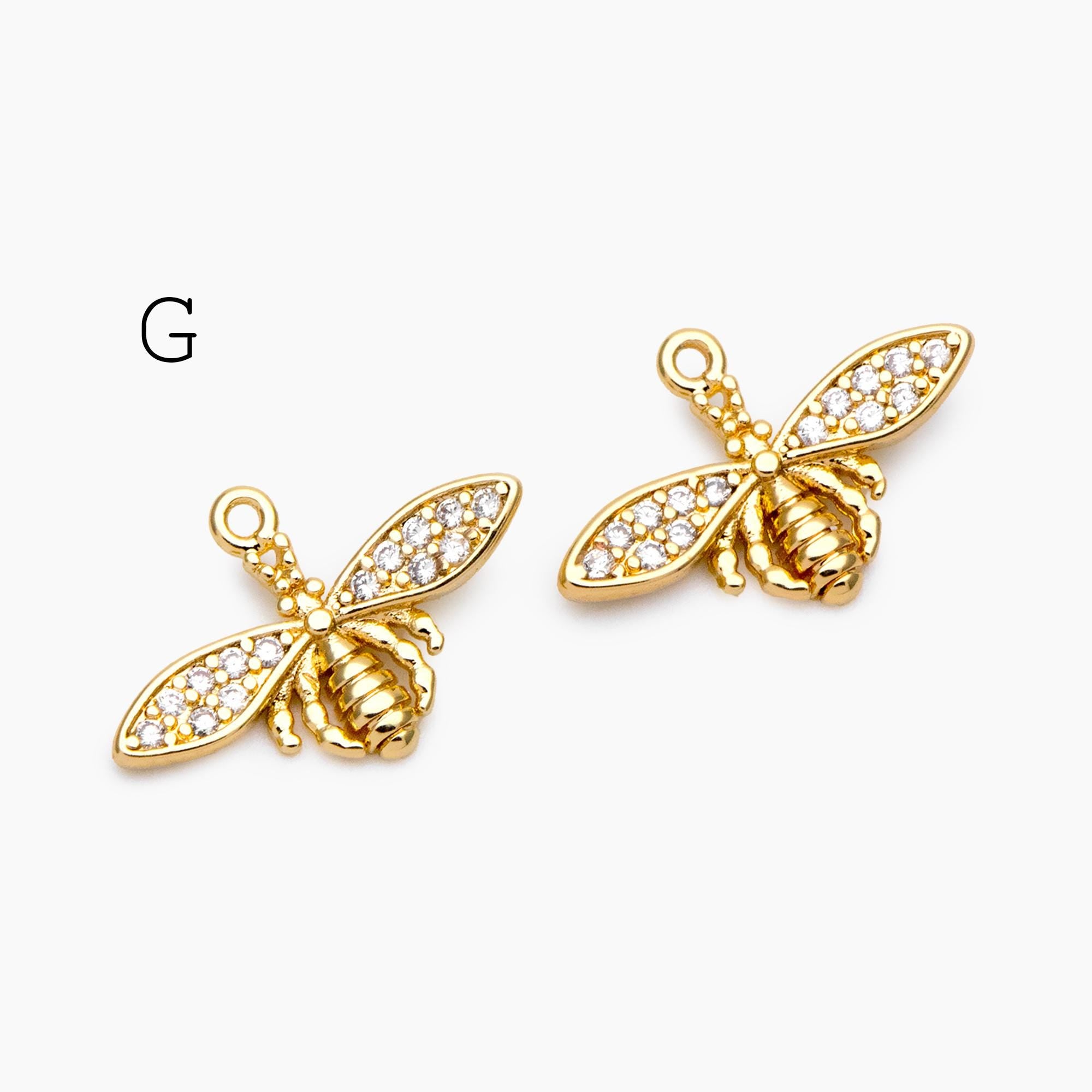 10pcs Gold/ Silver Bee Charm Jewelry Making, Insect Theme Supplies (GB-3093)