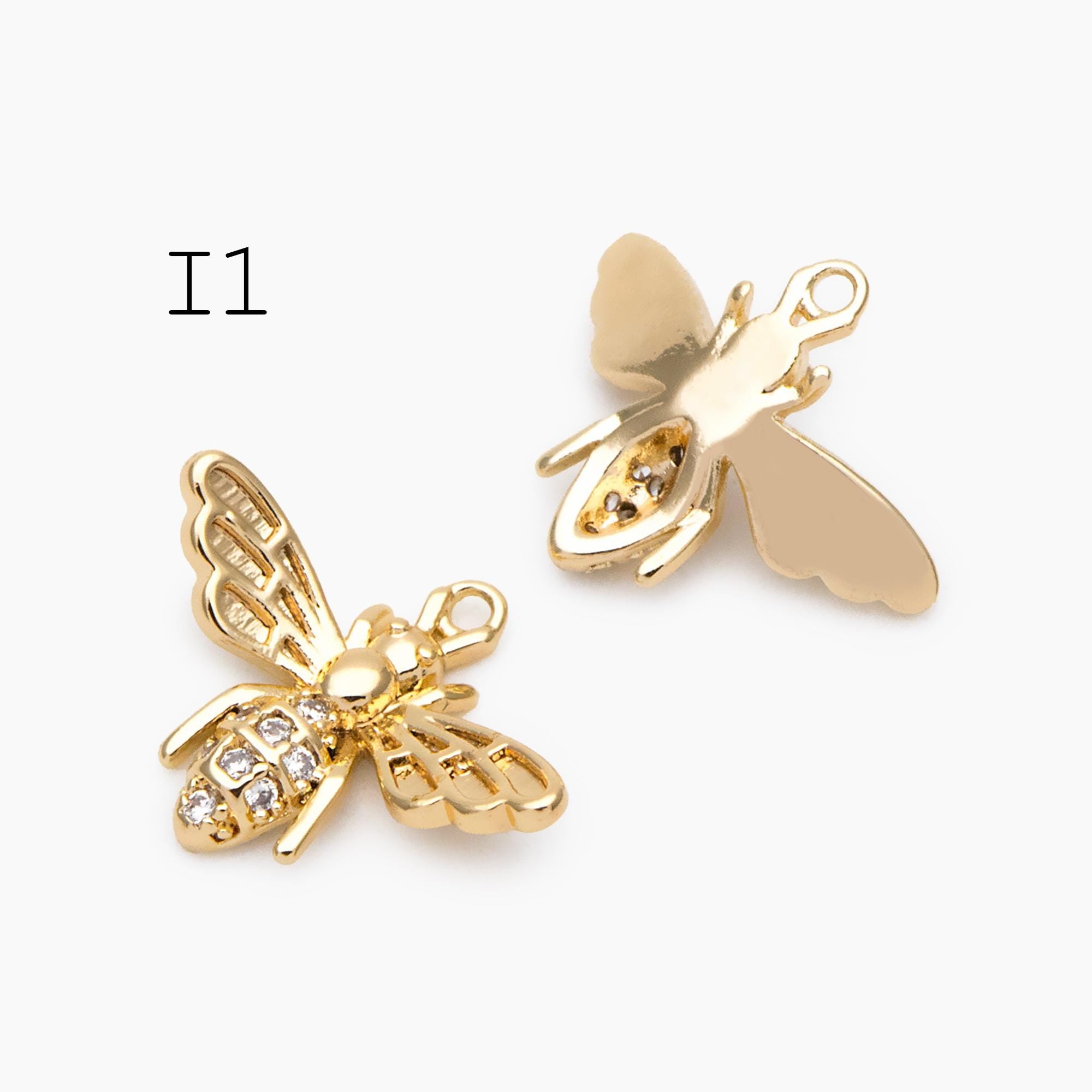 10pcs Gold/ Silver Bee Charm Jewelry Making, Insect Theme Supplies (GB-3093)