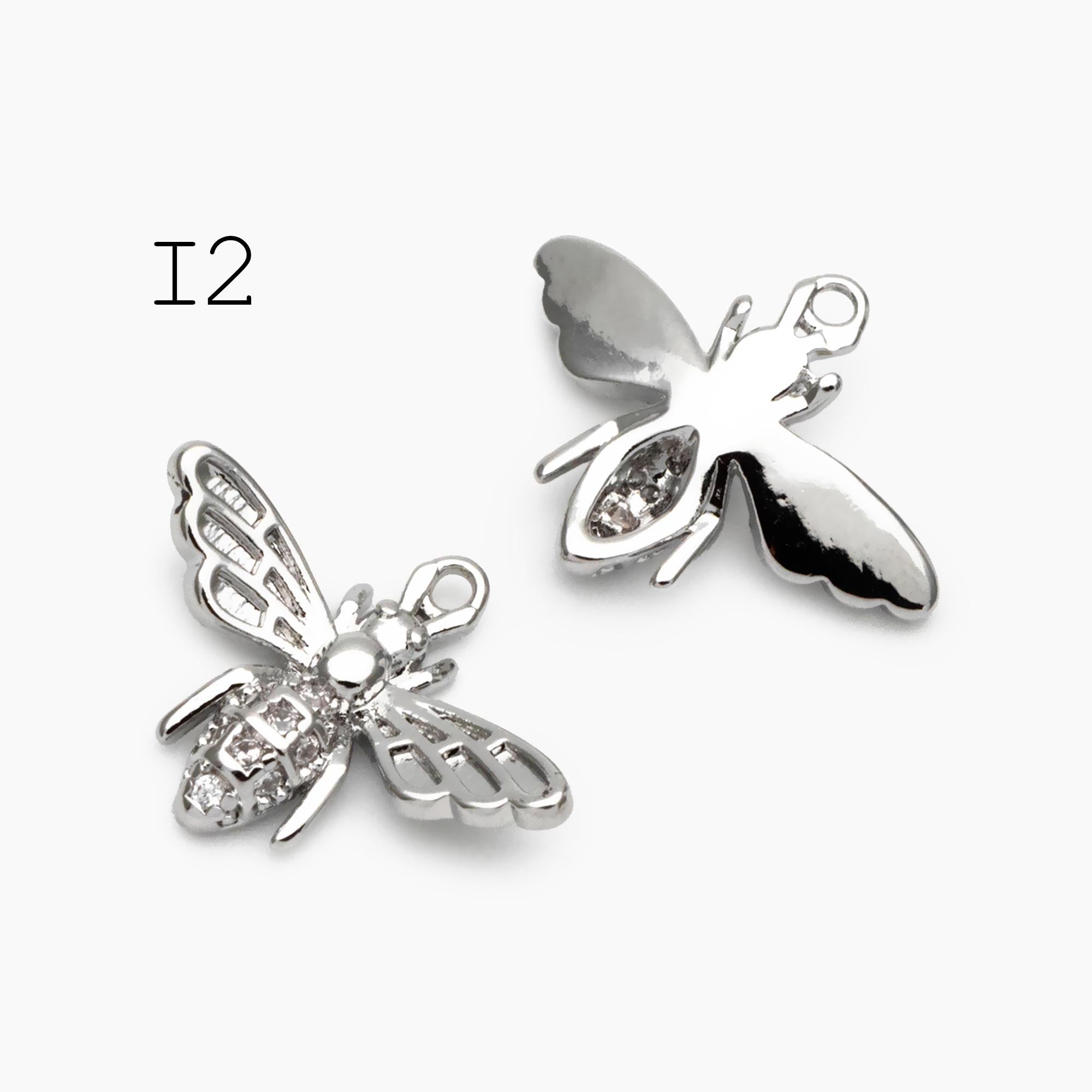 10pcs Gold/ Silver Bee Charm Jewelry Making, Insect Theme Supplies (GB-3093)