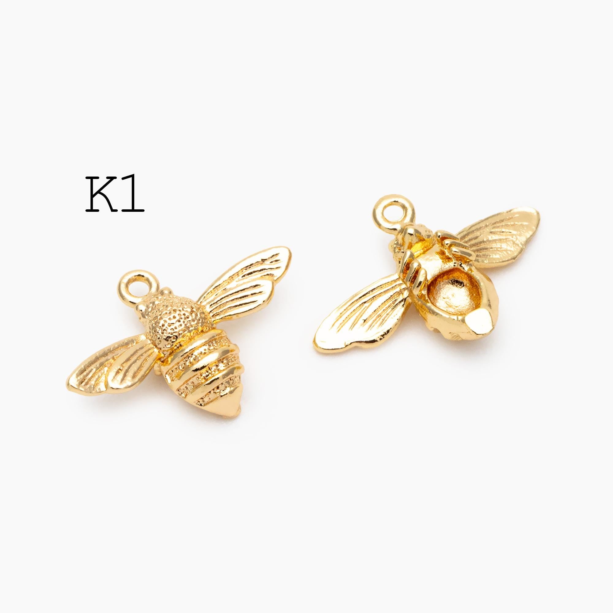 10pcs Gold/ Silver Bee Charm Jewelry Making, Insect Theme Supplies (GB-3093)