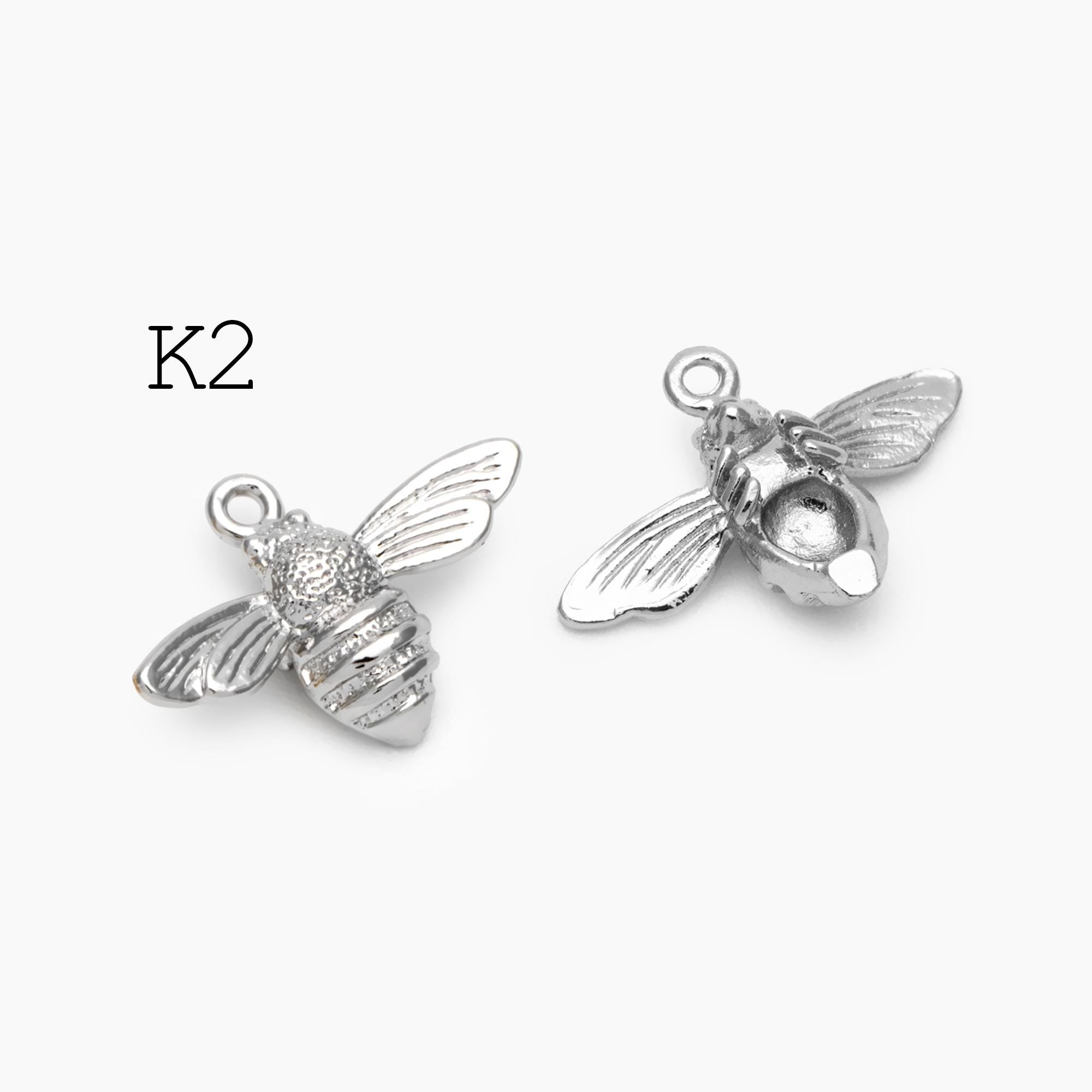 10pcs Gold/ Silver Bee Charm Jewelry Making, Insect Theme Supplies (GB-3093)