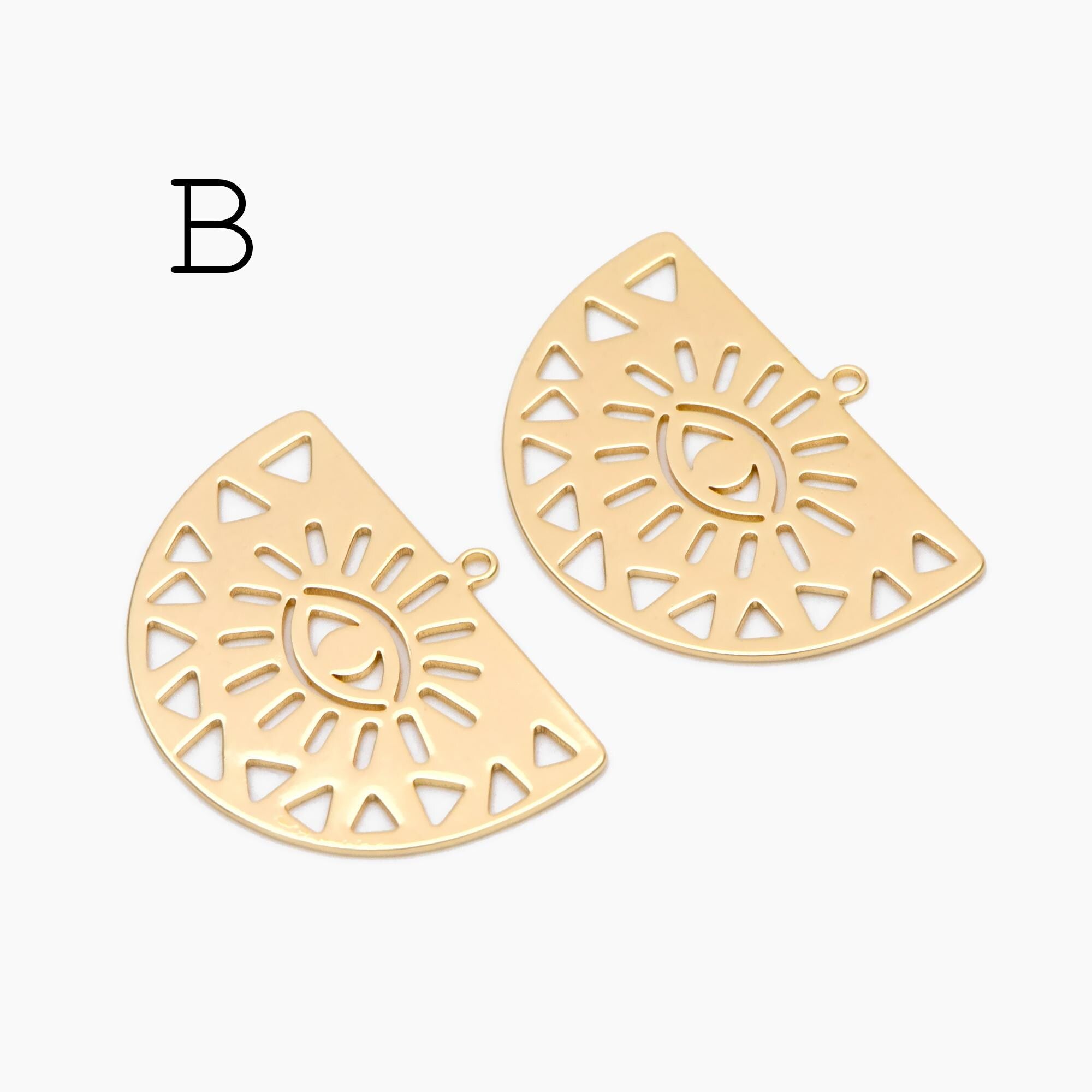 4pcs Gold Evil Eye Charm, 18K Gold plated Brass Eye Pendants (GB-1435)