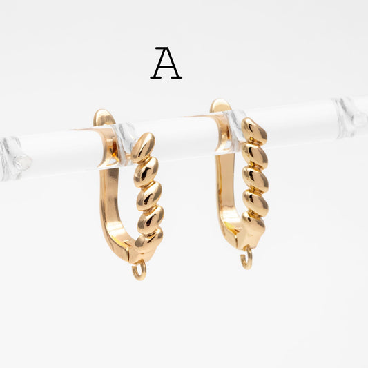 10pcs Gold/ Silver Tone Leverback Ear Hooks , Real Gold/ rhodium plated Brass, Earring Hooks with Loop (GB-848)