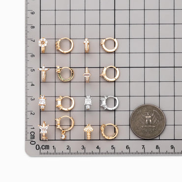 4pcs CZ Pave Tiny Hoop Earrings , Dainty Huggie Earrings, Minimalist Earring, Small Gold Hoops Earring (GB-3477)