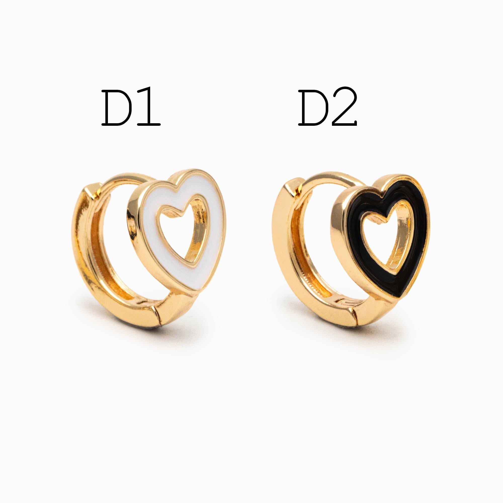 4pcs Gold Enamel Hoop Earrings, 18K Gold plated Brass, Minimalist Huggie Earrings (GB-3839)