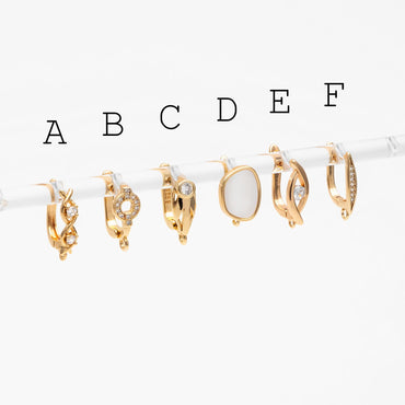 4pcs Gold Click-in Style Stud Earring, Leverback Earring with Loop, Earring Finding Wholesale (GB-3904)
