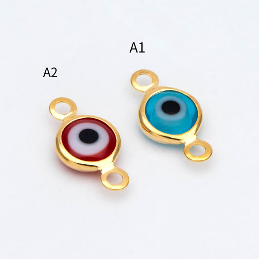 10pcs Gold Evil Eye Connectors, Evil Eye Pendant, Evil Eye Charms, Earring Finding (GB-1999)