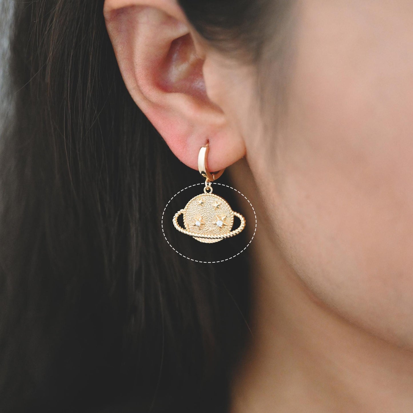 4pcs CZ pave Gold Saturn Charms , Gold plated Brass Planet Pendants, DIY Earring Necklace Components (GB-1173)