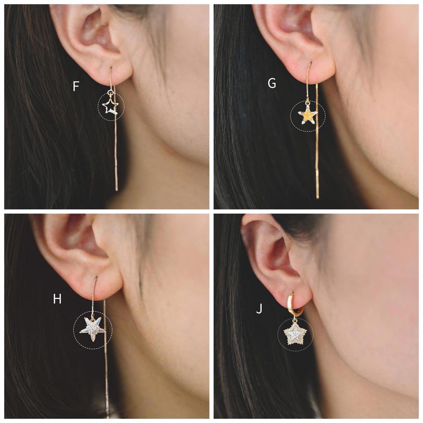 10pcs Gold/ Silver Tone Zircon Star Charms , Real Gold/ Rhodium plated Brass, Lead Nickel Free (GB-162)