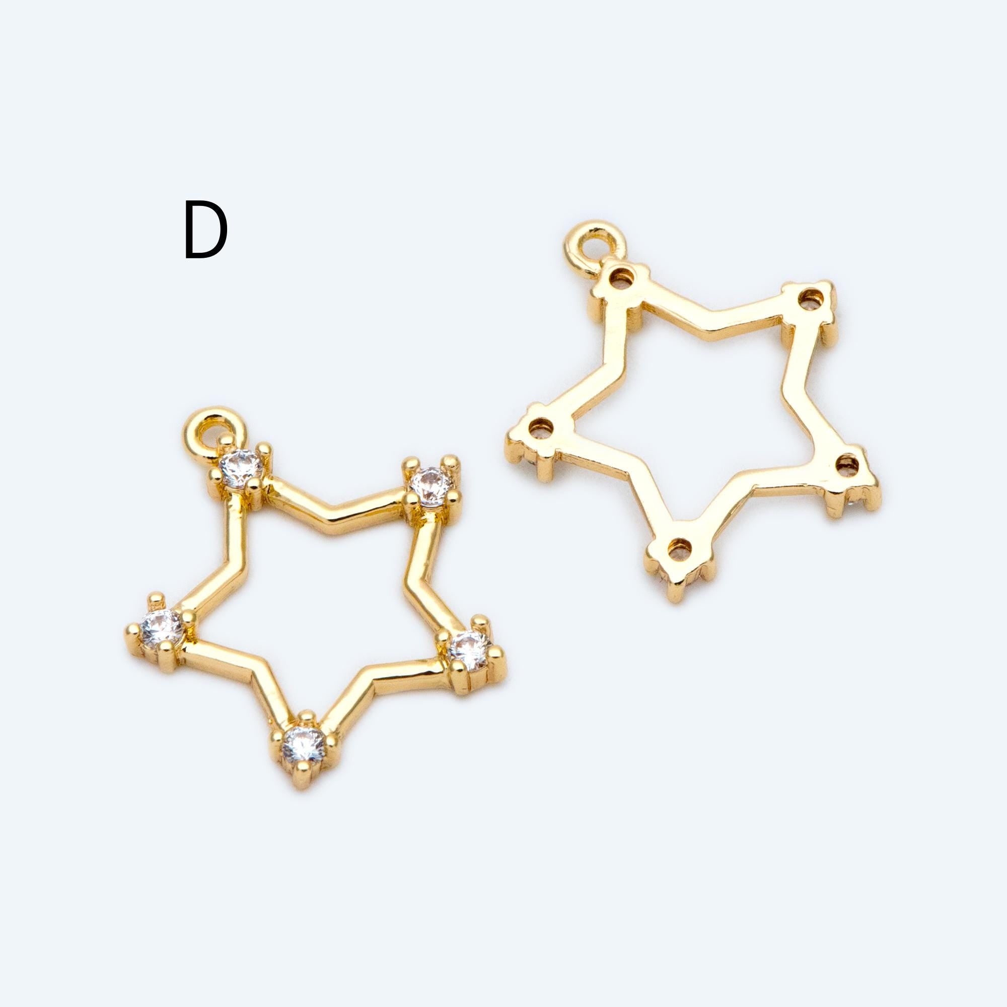 4pcs Gold Star Charm, Earring Findings, Jewelry Making, Diy Material, Jewelry Supplies (GB-2900)