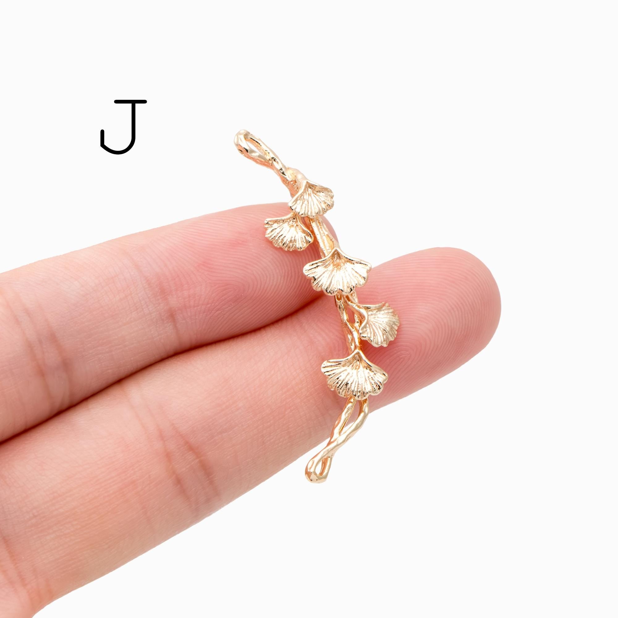 10pcs Gold/ Silver Tone Branch Connectors , Real Gold/ Rhodium plated Brass, Branch Pendants with Two Loops (GB-3622)