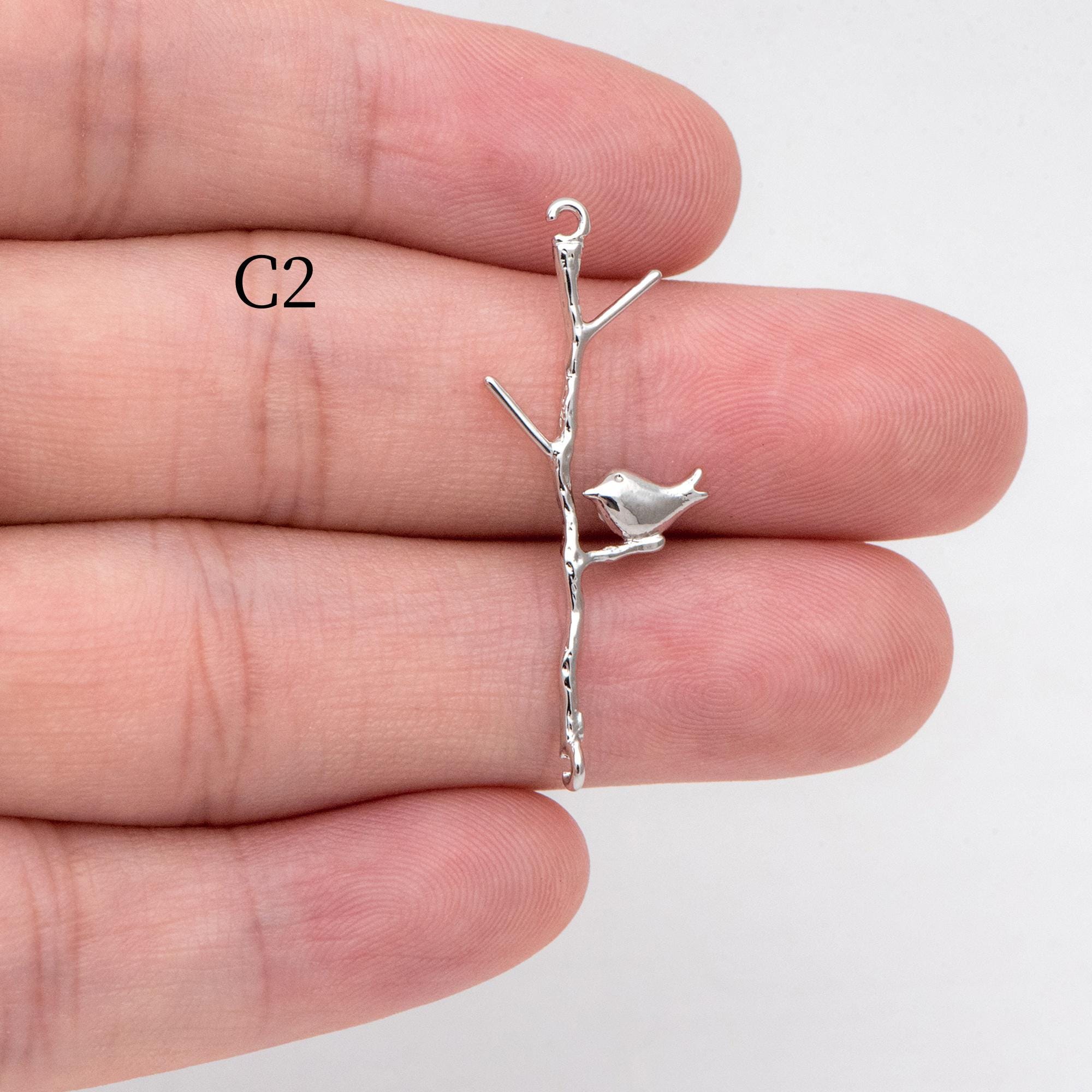 10pcs Gold/ Silver Tone Branch Connectors , Real Gold/ Rhodium plated Brass, Branch Pendants with Two Loops (GB-3622)