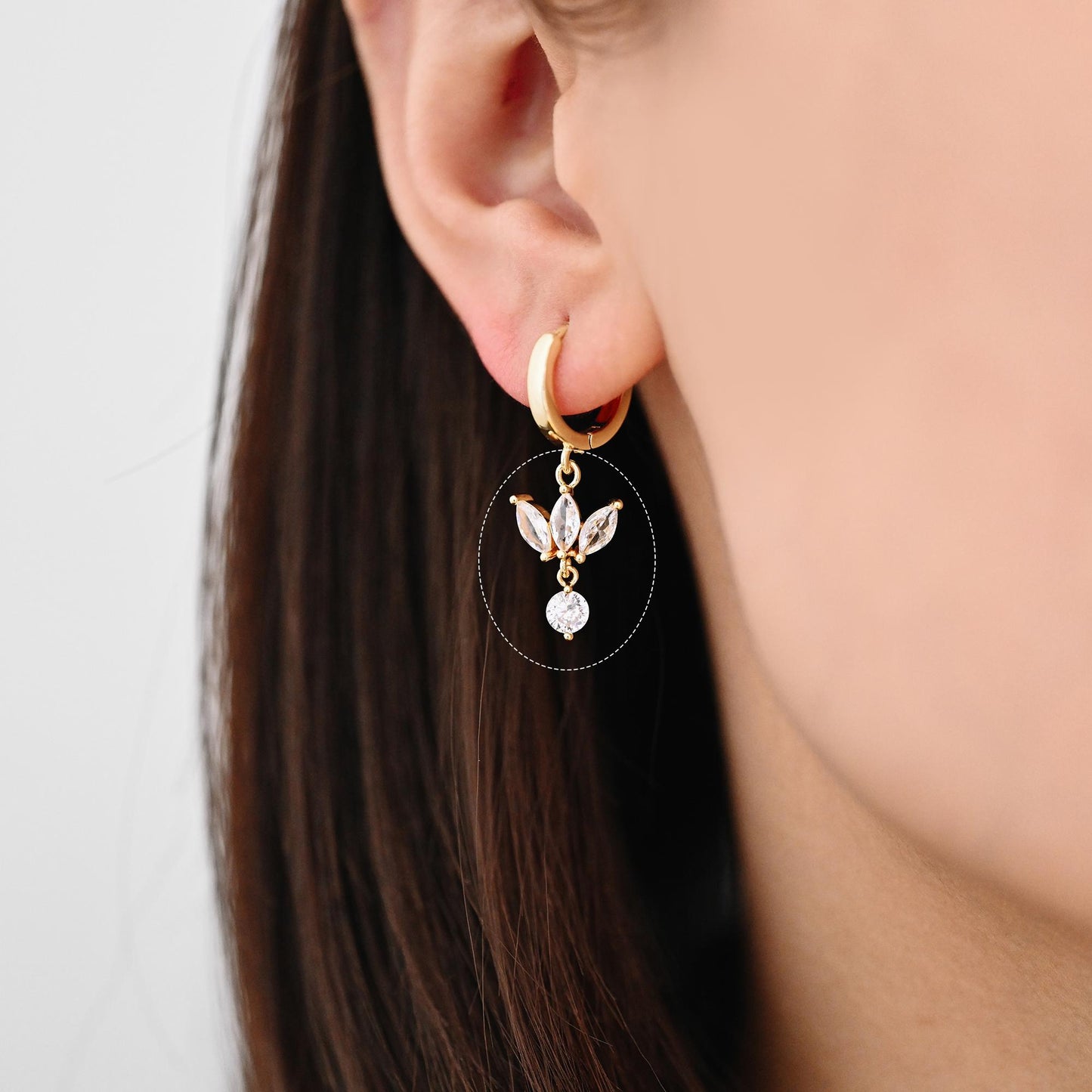 4pcs Gold/ Silver CZ Flower Charms , Real Gold/ Rhodium plated Brass, Cubic Zirconia Flower Pendants (GB-584)